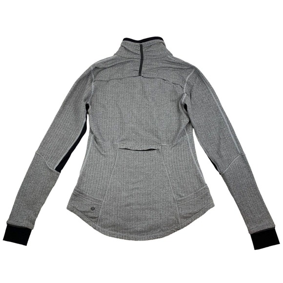 Lululemon Base Runner 1/4 Zip Heathered Herringbone. Pullover. Long Sleeve. Gray - Picture 3 of 12